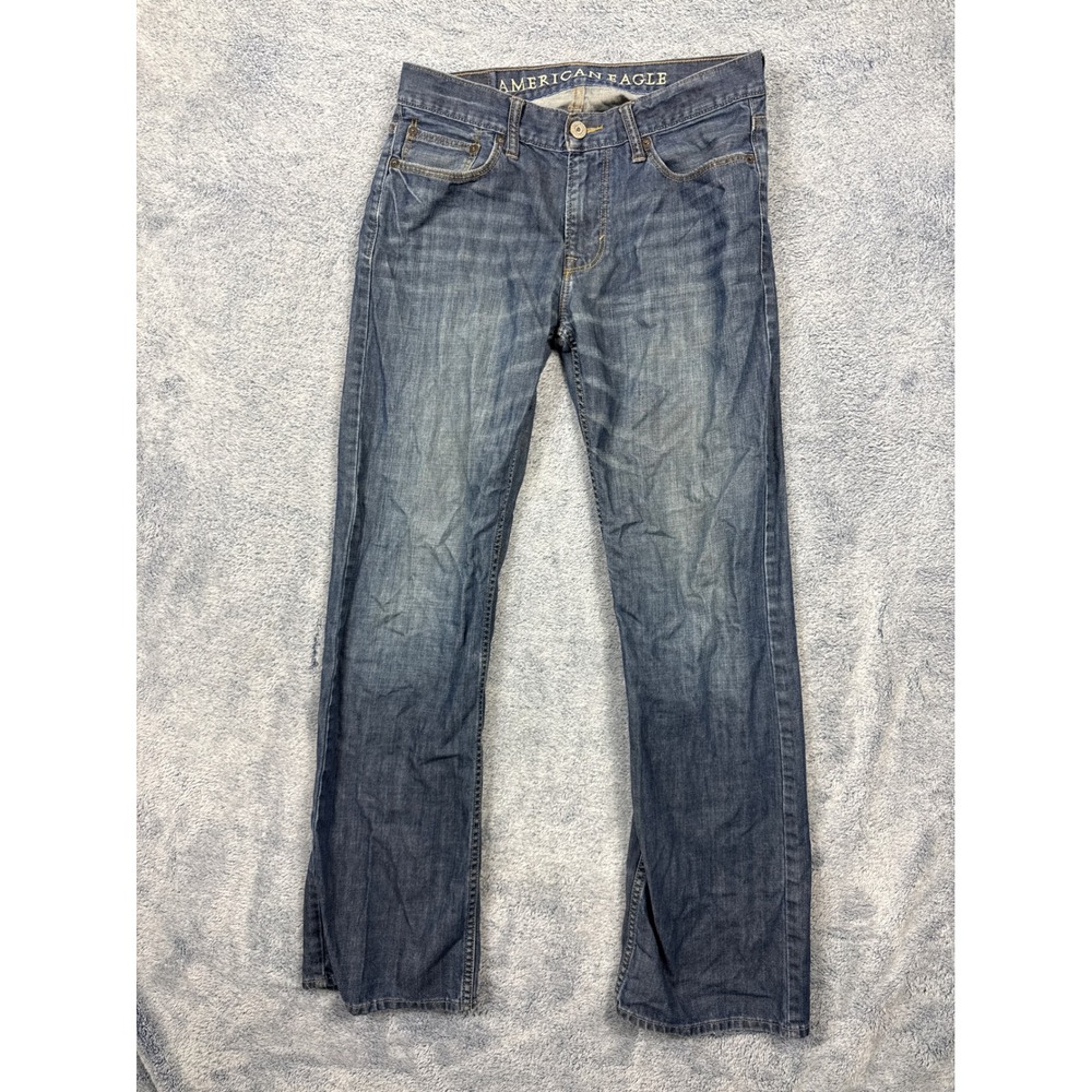 American Eagle Mens 30x32 Blue Low Rise Bootcut Jeans 100% Cotton